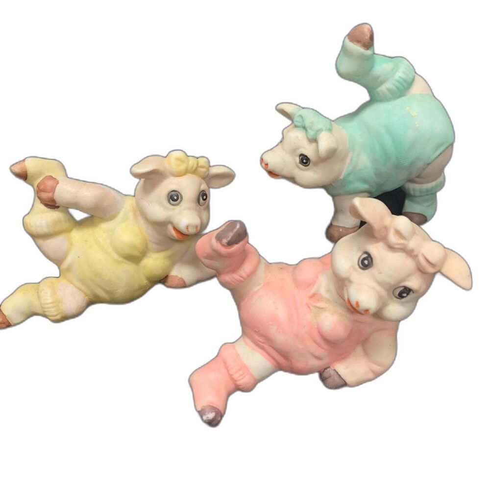 Vintage Three Little Piggy‎ Exercise Jazzercise Pastel Colors set/3 Collectible